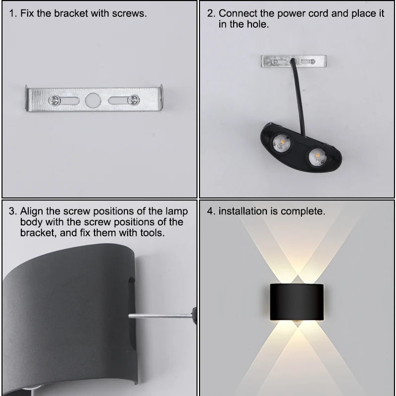 Aplique LED Duplo Facho para Parede – Luz para Cima e para Baixo, Impermeável para Interior e Exterior