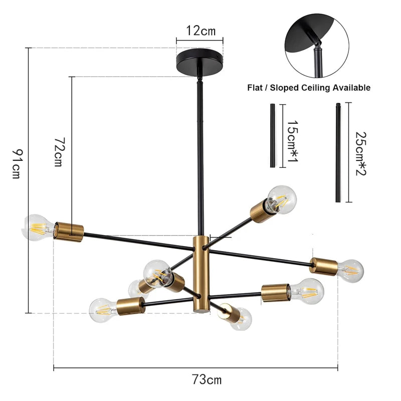 Candeeiro de Teto Sputnik Nórdico – Design Moderno com 4, 6 ou 8 Luzes para Sala, Quarto e Sala de Jantar