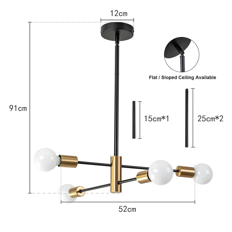 Candeeiro de Teto Sputnik Nórdico – Design Moderno com 4, 6 ou 8 Luzes para Sala, Quarto e Sala de Jantar