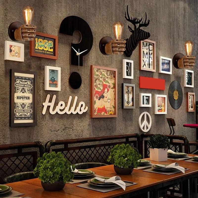 Aplique de Parede Punho Nórdico em Resina – Candeeiro Decorativo Retro para Sala, Restaurante, Bar e Quarto