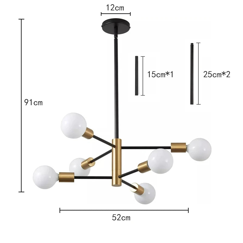 Candeeiro de Teto Sputnik Nórdico – Design Moderno com 4, 6 ou 8 Luzes para Sala, Quarto e Sala de Jantar